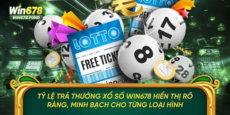 Tỷ lệ trả thưởng xổ số WIN678 hiển thị rõ ràng, minh bạch cho từng loại hình